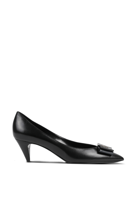 נעלי עקב אנאיס מעור חלק שחור SAINT LAURENT