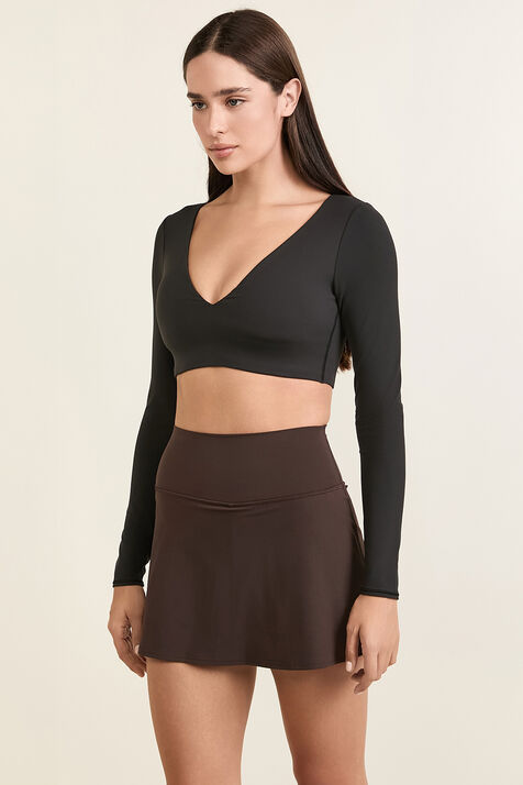 Everlux V-Neck Long-Sleeve Bra Top, A/B Cup
