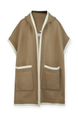 תמונה קידמית של Carla Canvas Knit Vest in Brown and Cream