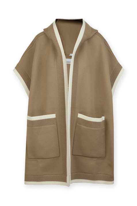 Carla Canvas Knit Vest in Brown and Cream