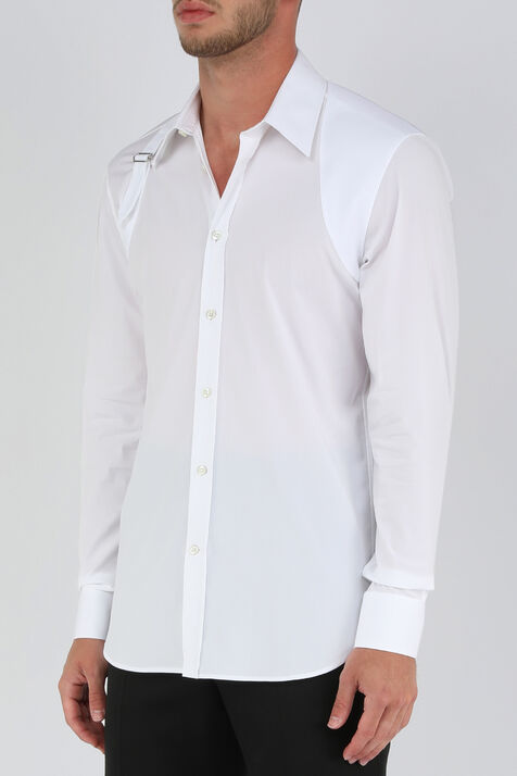 חולצת רתמה לבנה ומכופתרת ALEXANDER MCQUEEN