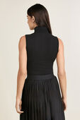 תמונת דוגמן אחורית של Ribbed Wool Turtleneck Sleeveless Bodysuit