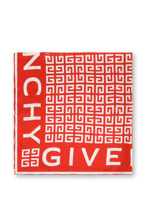 צעיף משי מונוגרמי בגווני אדום ולבן GIVENCHY