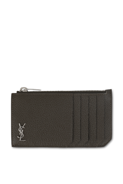 מחזיק כרטיסים מעור עם רוכסן  SAINT LAURENT