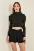 Glitter Knit Twist-Back Long Sleeve תמונת דוגמן קידמית של Glitter Knit Twist-Back Long Sleeve