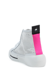 תמונה אחורית של Mesh Logo High Top Sneakers in White