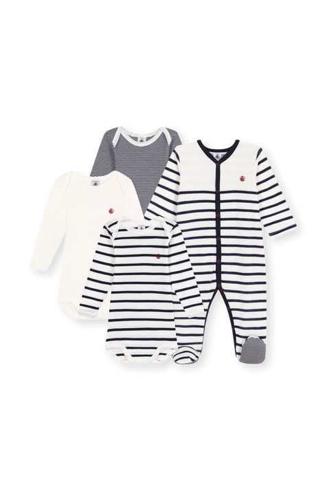 מארז פיג'מה ושלושה בגדי גוף - גילאי 3-24 חודשים PETIT BATEAU