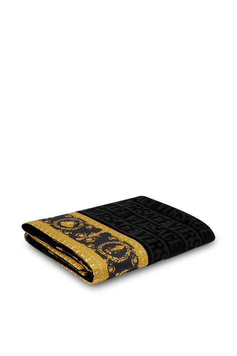 מגבת שחורה עם לוגו והדפס בארוק VERSACE