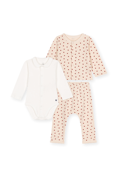 סט בגד גוף מכנסיים וקרדיגן - גילאי NB-12 חודשים PETIT BATEAU