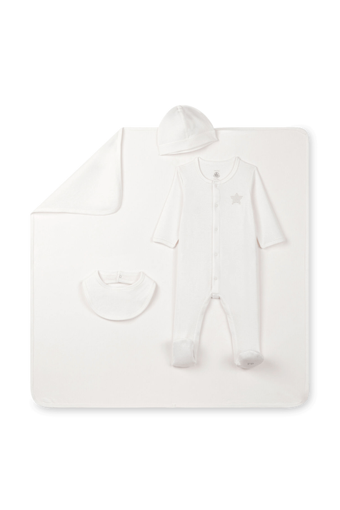 סט אוברול, שמיכה כובע וסינר - גילאי 1-12 חודשים PETIT BATEAU