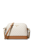 תמונה קידמית של Large Logo Dome Crossbody White Monogram Bag