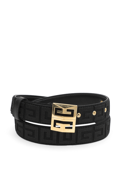 חגורה מונוגרמית שחורה עם אבזם זהוב ממותג GIVENCHY