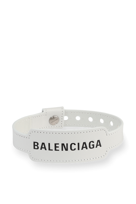 Cash Bracelet in White Leather BALENCIAGA
