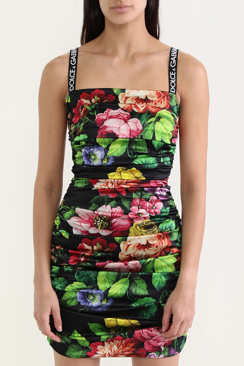 שמלת מיני פרחונית ממשי DOLCE & GABBANA