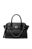 תמונה קידמית של Carmen LG Leather Belted Satchel in Black