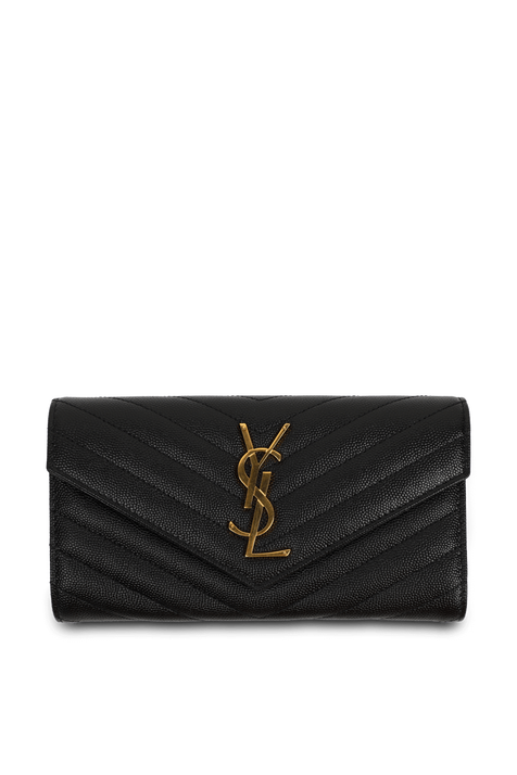 ארנק קסנדרה מעור מגורען בגודל לארג' SAINT LAURENT
