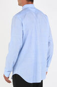 תמונת דוגמן אחורית של Caligraphic Print Button Down Shirt in Blue