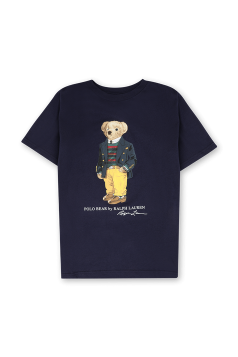 גילאי 2-4 טי שירט הדפס דב בצבע כחול POLO RALPH LAUREN KIDS