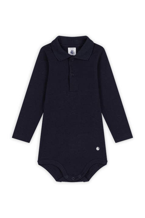 בגד גוף עם צווארון פולו - גילאי 3-12 חודשים PETIT BATEAU