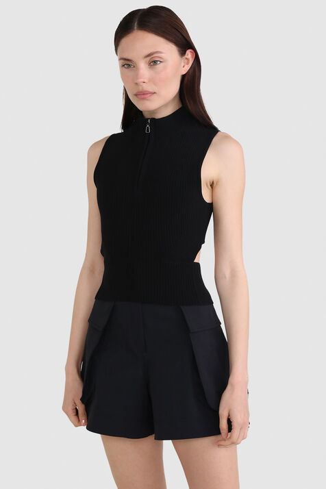 Open Back Half-Zip Sweater