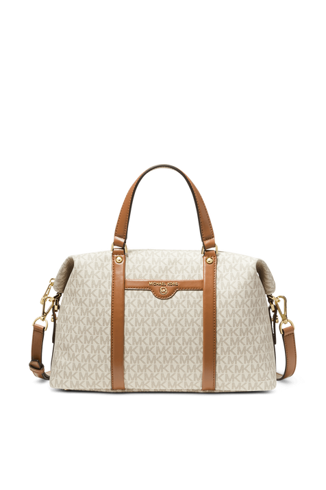 Beck Medium Logo Satchel in White MICHAEL KORS