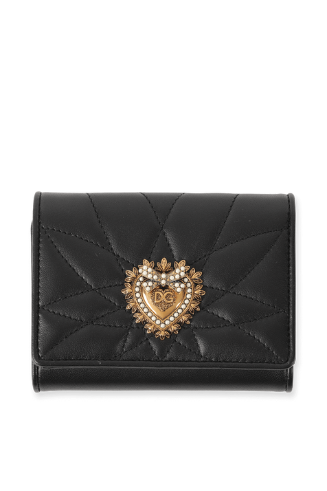 Leather French Flap Wallet in Black DOLCE & GABBANA