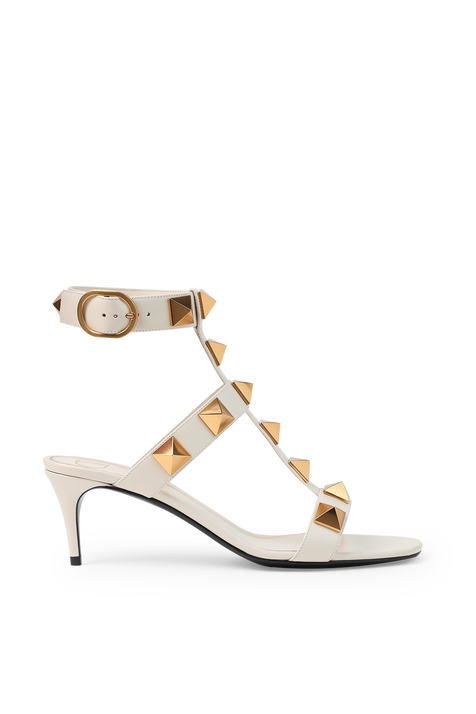 Roman Stud Runway Sandals in Cream VALENTINO GARAVANI