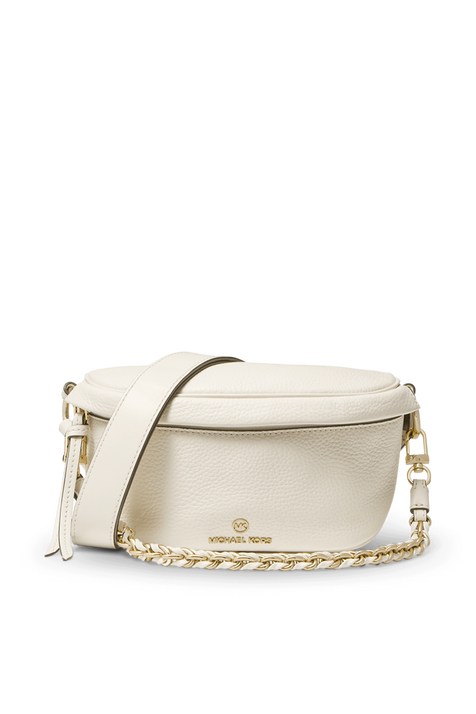 פאוץ' מעור לבן בגודל מיני MICHAEL KORS
