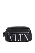 תמונה קידמית של VLTN Medium Wash Bag in Black
