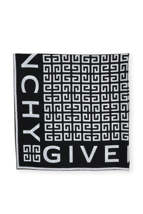 צעיף משי מונוגרמי בגווני שחור ולבן GIVENCHY