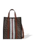 תמונה קידמית של Monogram Stripe Tote Bag in Brown