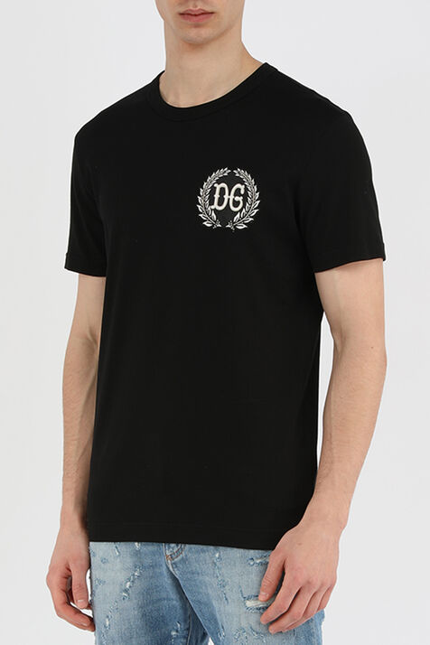 טי-שירט שחורה עם פאץ' לוגו DOLCE & GABBANA