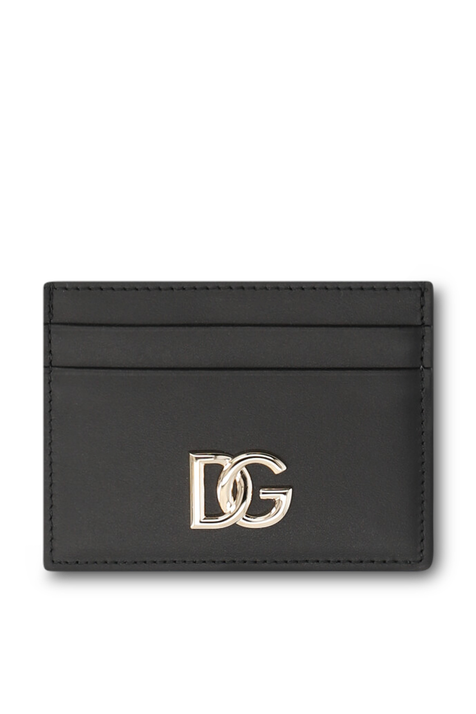מחזיק כרטיסים מעור עם לוגו מטאלי DOLCE & GABBANA