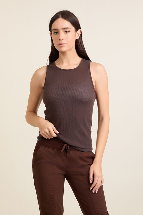 Sheer Cotton Ribbed Tank Top