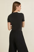 תמונת דוגמן אחורית של Nulu Short-Sleeve Crew Thong Bodysuit