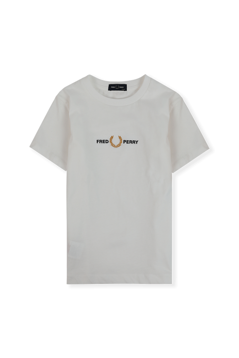 גילאי 2-9 חולצת לוגו רקום בלבן FRED PERRY
