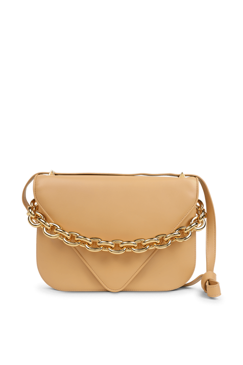 תיק רפאלו חום עם שרשרת זהובה BOTTEGA VENETA