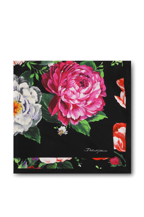 צעיף משי בהדפס פרחוני DOLCE & GABBANA