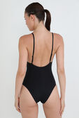 תמונת דוגמן אחורית של V-neck Ribbed One-piece