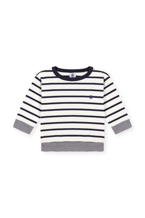 חולצה ארוכה מכותנה - גילאי 18-36 חודשים PETIT BATEAU