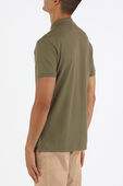 תמונת דוגמן אחורית של Short Sleeve Knit Polo Shirt in Olive Green