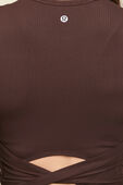 תמונת תקריב דוגמן של All It Takes Back-Twist Ribbed Long-Sleeve Shirt