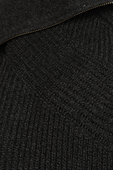 תמונה אחורית של Joanna Front Zip Ribbed Sweater In Smoky Black
