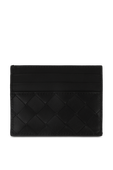תמונה קידמית של Textured Leather Cardholder in Black