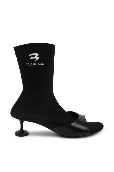 נעלי עקב מעור במראה גרב חיצוני עם לוגו BALENCIAGA