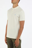 תמונת דוגמן קידמית של Short Sleeve Knit Polo Shirt in Beige