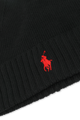תמונת תקריב של Merino Wool Logo Hat in Black