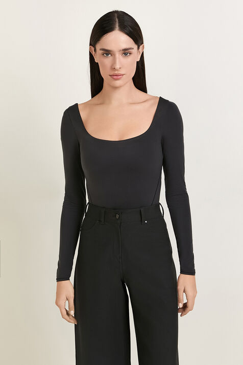 Nulu Square-Neck Long-Sleeve Bodysuit
