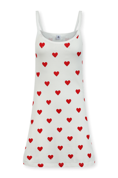 כותונת לבנה עם פרינט לבבות PETIT BATEAU