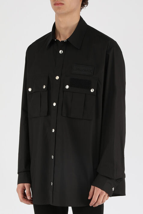 חולצה מכופתרת ארוכה עם לוגו פאץ' נשלף BALMAIN